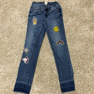 Justice denim emoji skinny jeans, size 6 Slim